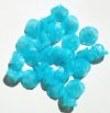 25 9mm Milky Aqua Opal Three Petal Flower Drop Beads